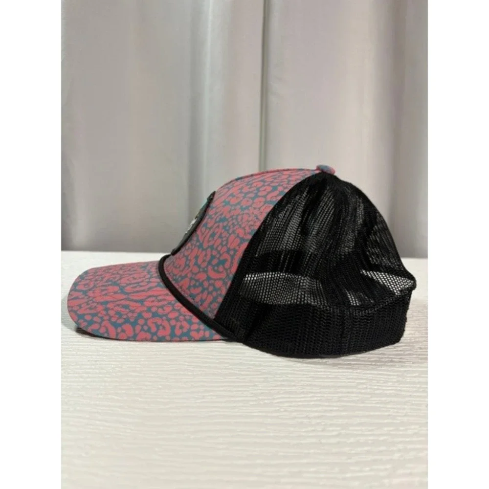 Buc-ee's Trucker Hat Pink Blue Leopard Print Beaver Mascot Snapback Cap WC0019
